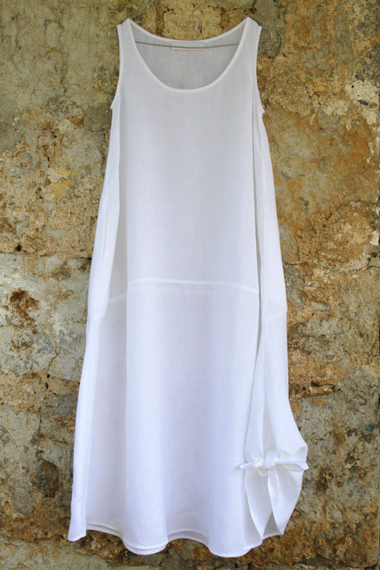 LINEN DRESS - WHITE ((available in size: 38, 40, 42, 44)