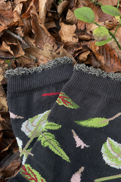 PRE-ORDER Vegetable leaves socks - grey